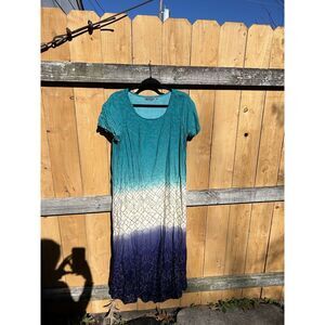 Akkriti Womens Blue Purple Gold Boho‎ Fairy Dress Size XL Summer Short Sleeve
